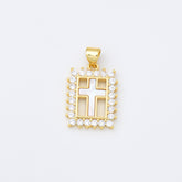 18K Gold Filled Cross Shell Pearl Charm, Cross Pendant for Religious Necklace Bracelet Jewelry Making Supply, 15x20mm, CP1995